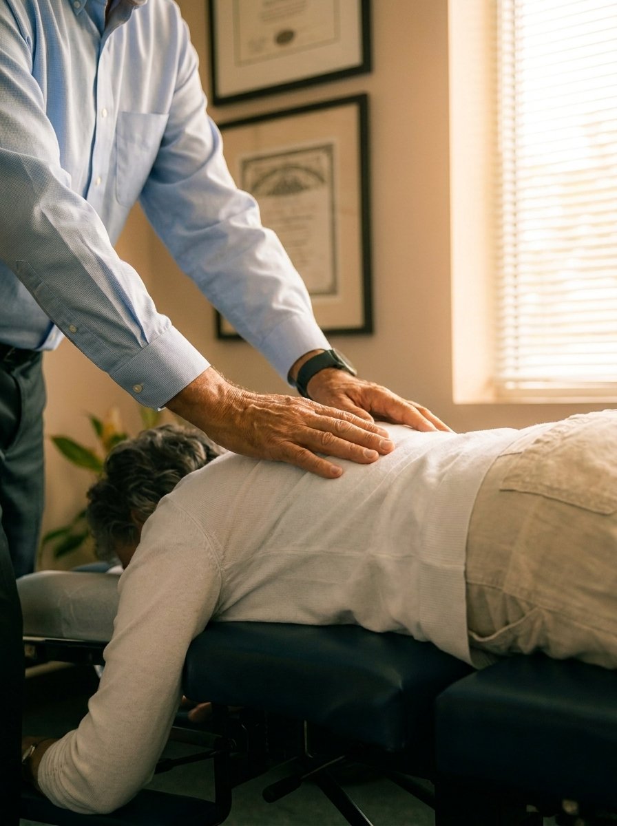 Dr. Thomas Mitchell, DC, performing a hands-on chiropractic adjustment